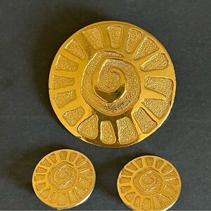 Vintage Gabriel signed Sunburst Brooch and Earring Set.